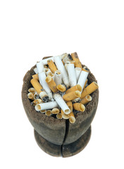 Cracked wooden ashtray