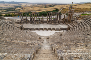 Fototapeta premium Ruins of the ancient Dougga (Thugga) city, UNESCO Heritage site, Tunisia