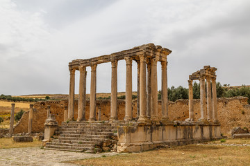 Obraz premium Ruins of the ancient Dougga (Thugga) city, UNESCO Heritage site, Tunisia