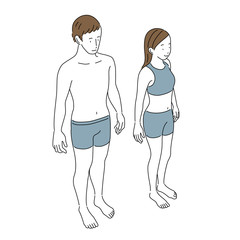  ボティパーツ　男女　人物　全身　イラスト