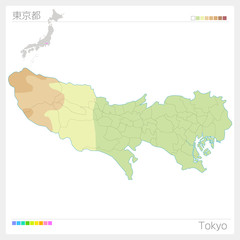 東京都の地図（等高線・色分け）