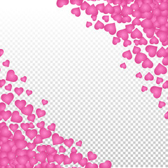 Naklejka na ściany i meble Hearts valentine background on transparent vector. Heart shapes Women's Day pattern with space for text or image