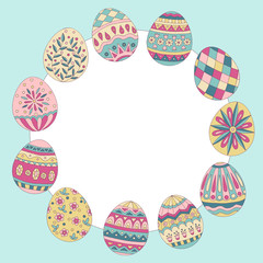 Round frame with abstract easter egg pattern