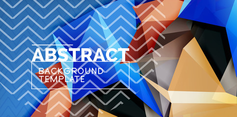Color geometric abstract background, minimal abstraction design with mosaic style 3d shape