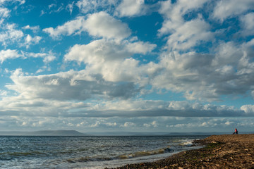 blue sky with white clouds and sea meditation