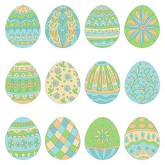 Set of Easter eggs with abstract patterns
