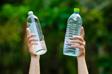 Hand Hold Water Blank Glass and Plastic Bottle