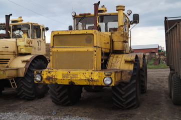 old yellow tractor