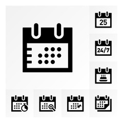 Vector simple calendar icon set.