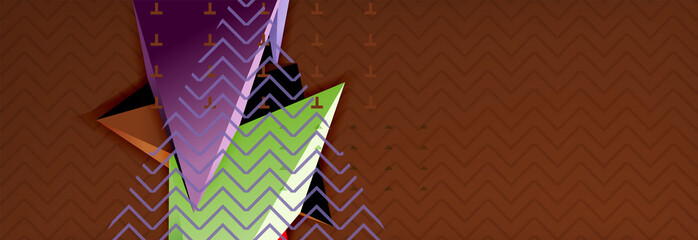 Vector 3d triangular shapes abstract background, origami futuristic template with lines