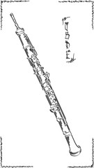 Vector abstract illustration drawing of oboe.
