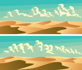 Fototapeta na wymiar Set of horizontal banners sandy desert.