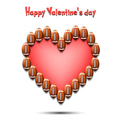 Happy Valentines Day. Heart from football balls