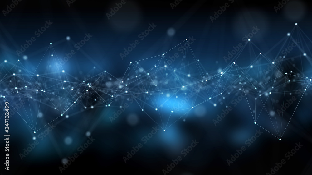Poster abstract digital network connection blue background 3d rendering