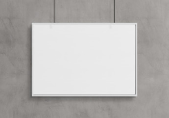 White frame hanging mockup 3d rendering