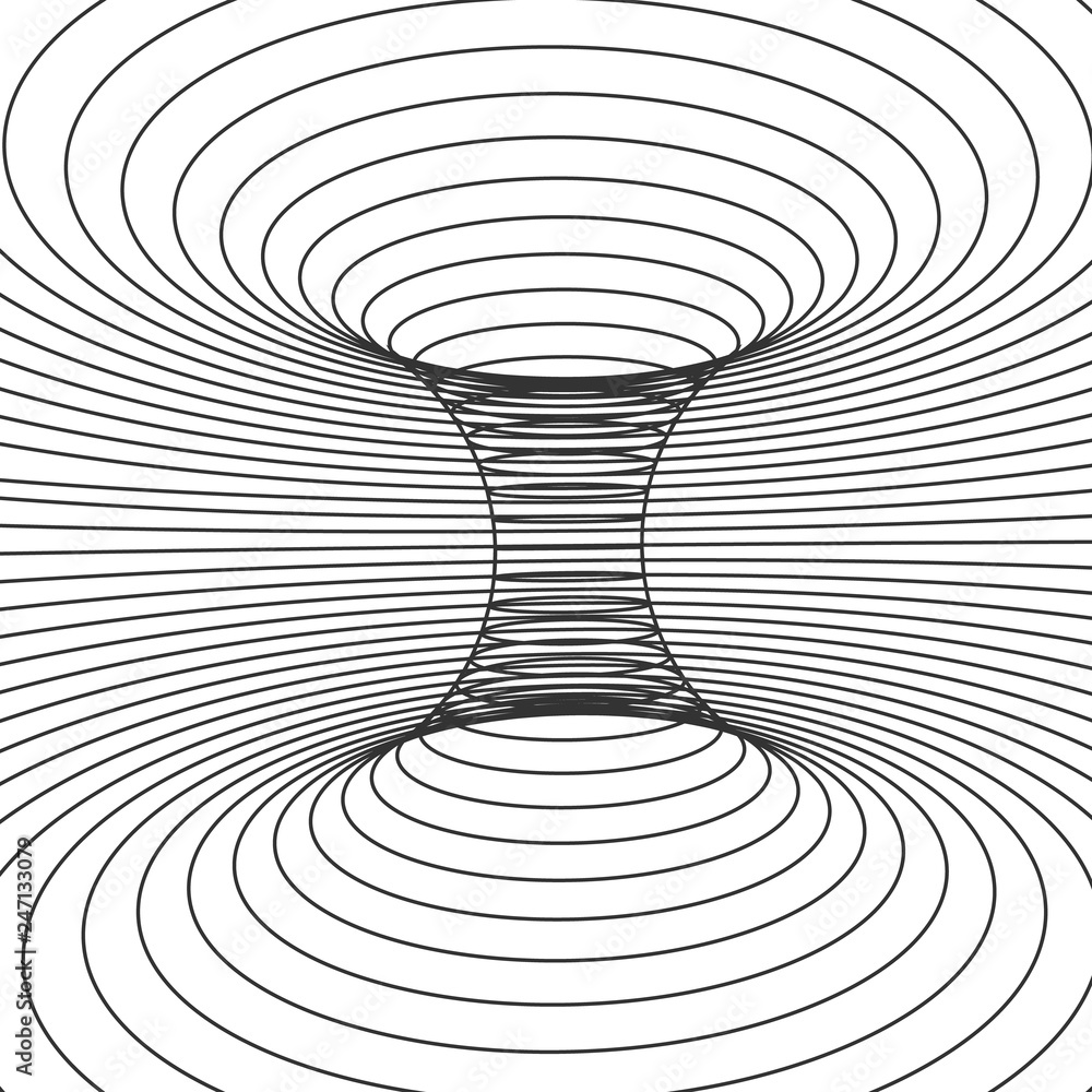 Poster abstract design frame of wormhole. distort of space and time. vector illustration isolated on white 
