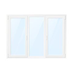 White Plastic Window. Window Front View. Vector Illustration Isolated on White Background