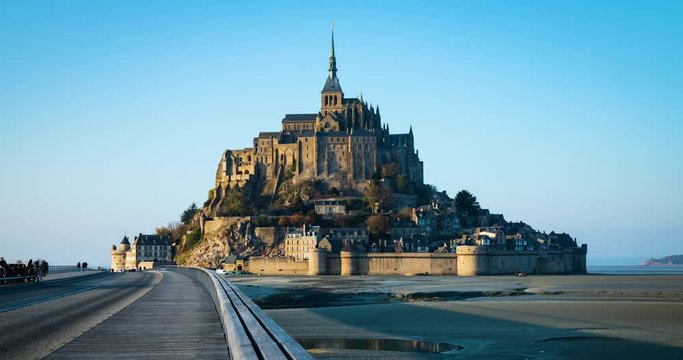 footage of la mont saint michel in normandy near st malo in france near sunset