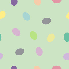 Seamless pattern colorful easter eggs on green, vector eps 10