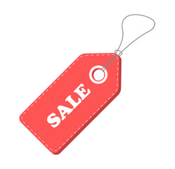Red discount on product promotion. Label, tag with the inscription sale.