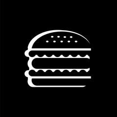 hamburger vector icon on black background