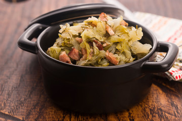 Stew of white cabbage and bacon