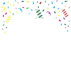 Colorful bright confetti isolated. Festive vector. Falling shiny golden confetti background