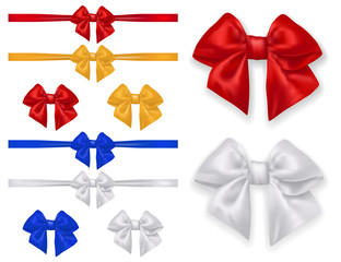 Set of bows and ribbons - isolated on white background