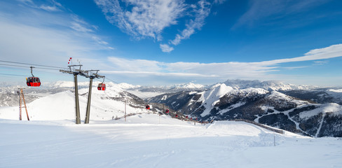 Fototapeta na wymiar Zauchensee ski area in Salzburg land, Austrian Alps