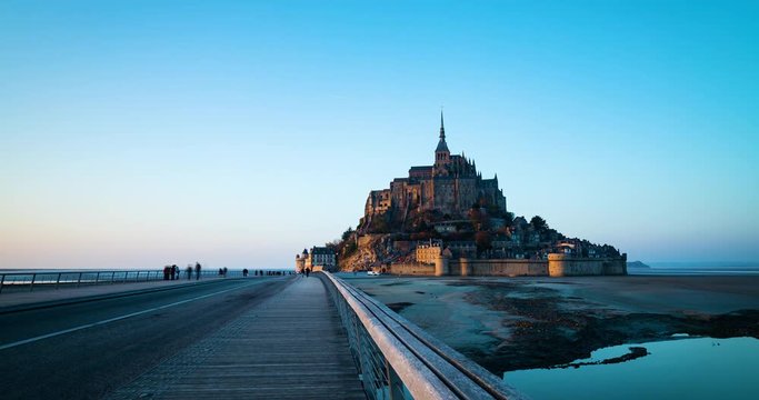footage of la mont saint michel in normandy near st malo in france near sunset