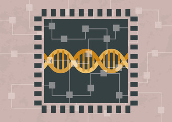 Hacking and decoding DNA. DNA is inside of microchip