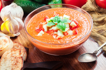 Spicy homemade gazpacho soup
