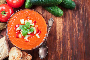 Spicy homemade gazpacho soup