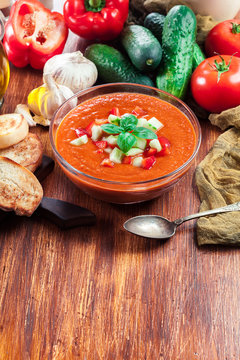Spicy homemade gazpacho soup