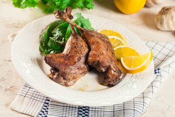 Duck legs confit with orange and salad