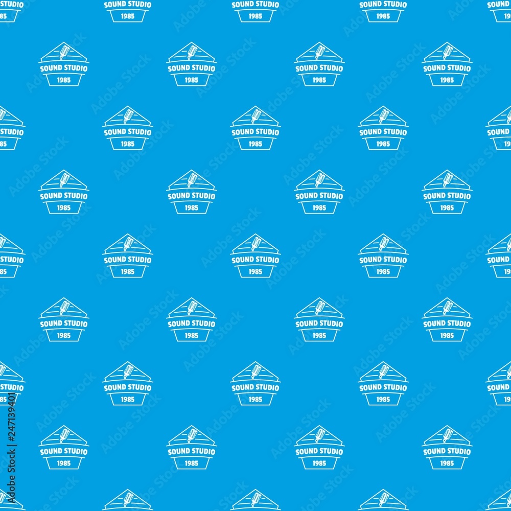 Poster sound studio pattern vector seamless blue repeat for any use