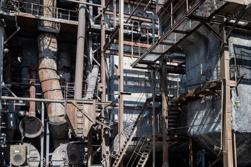 The old equipment at a thermal power plant