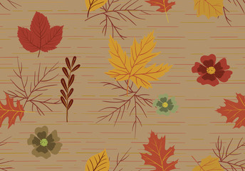 Flower autumm leaf pattern brown background