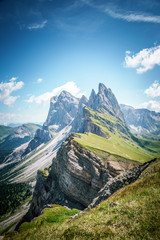 Fototapeta na wymiar Mountain peak Seceda, Dolomites Alps, Italy
