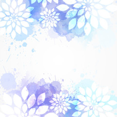 Watercolor background with abstract flowers