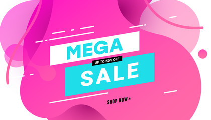 Mega sale banner. Special offer, discounts up to 50 off