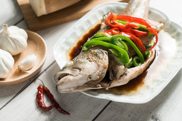 Chinese traditional food, steamed weever