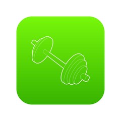 Barbell icon green vector isolated on white background