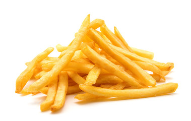 potato fry on white isolated background
