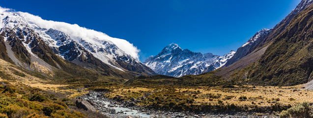 Hooker Valley Track in Aoraki National Park, New Zealand, South Island