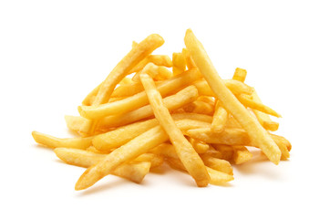 potato fry on white isolated background