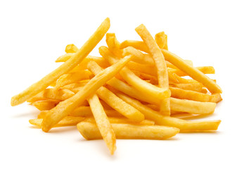 potato fry on white isolated background