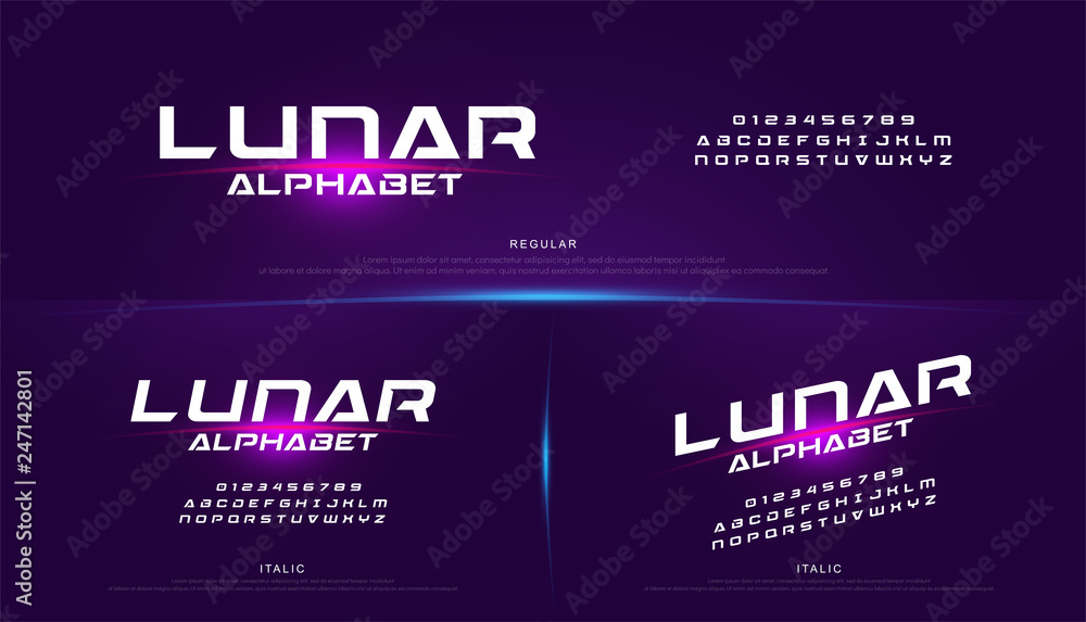 Aufkleber abstract technology space font and alphabet. techno effect fonts designs. typography digital sci-fi 
