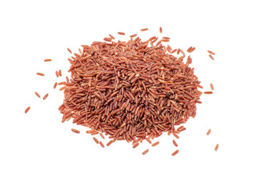 Wild red rice pile isolated on white background