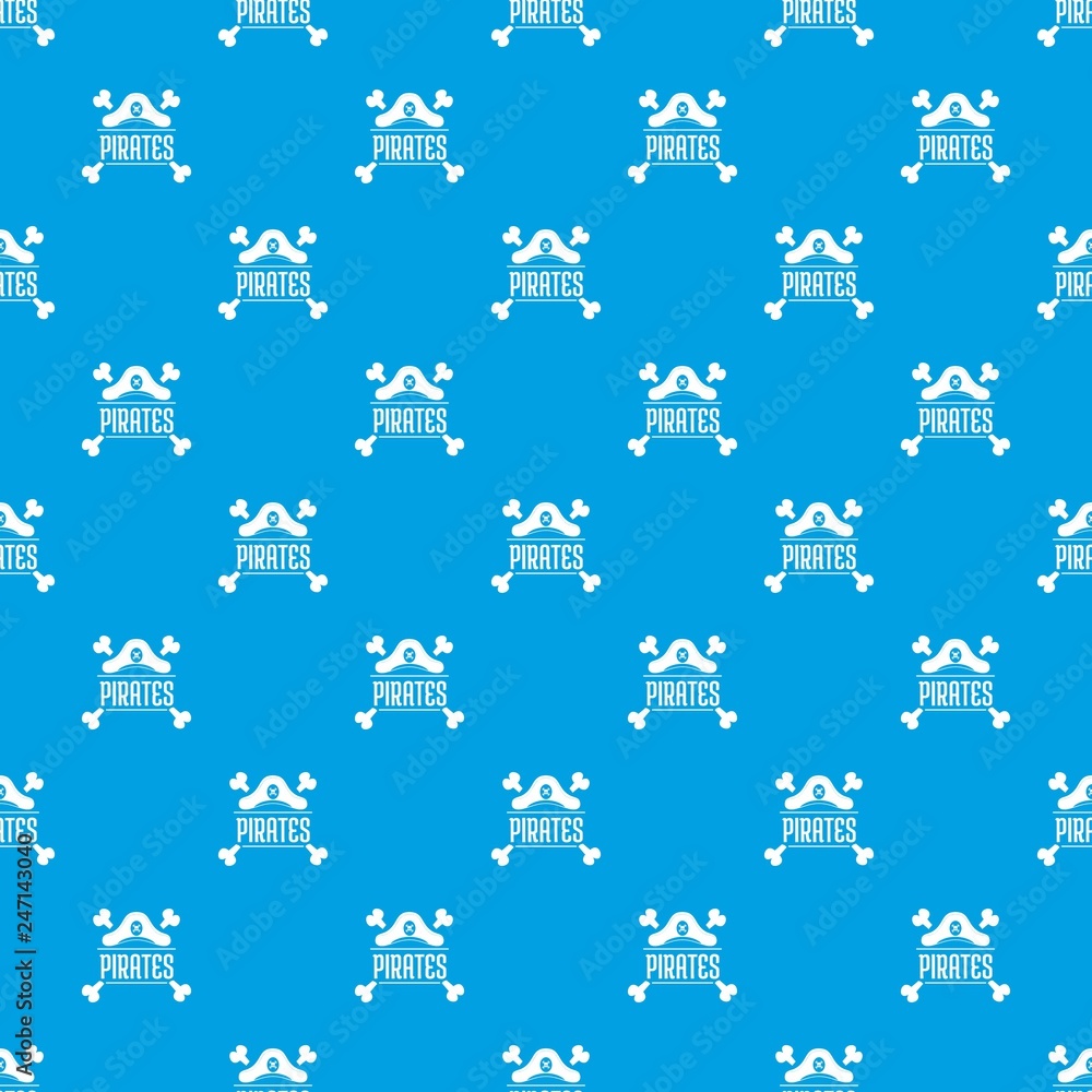 Poster pirate bone pattern vector seamless blue repeat for any use